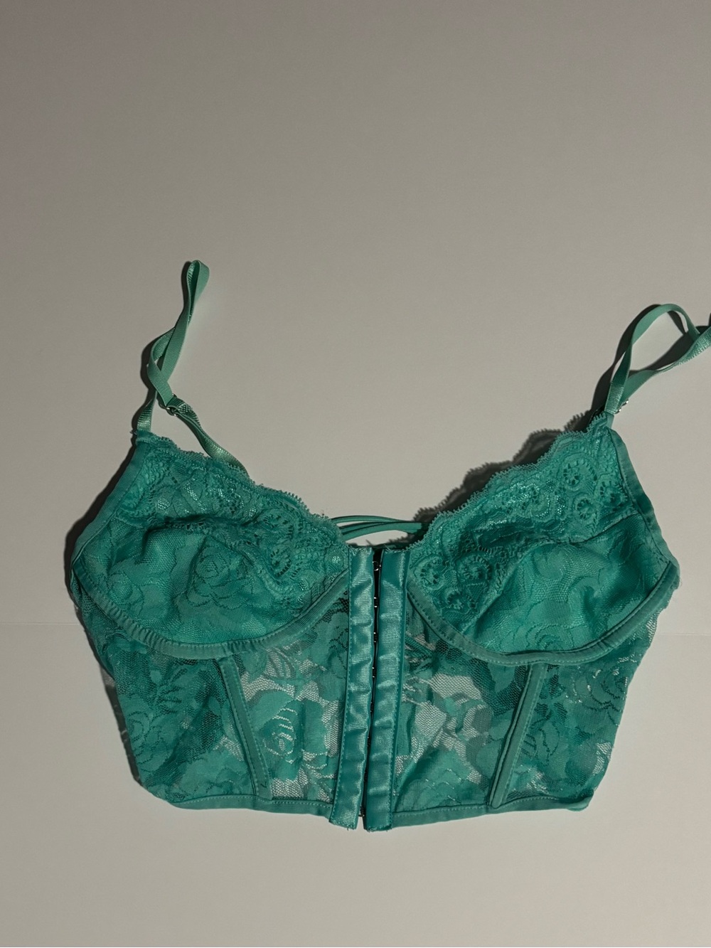 Teal Lace Cropped Corset